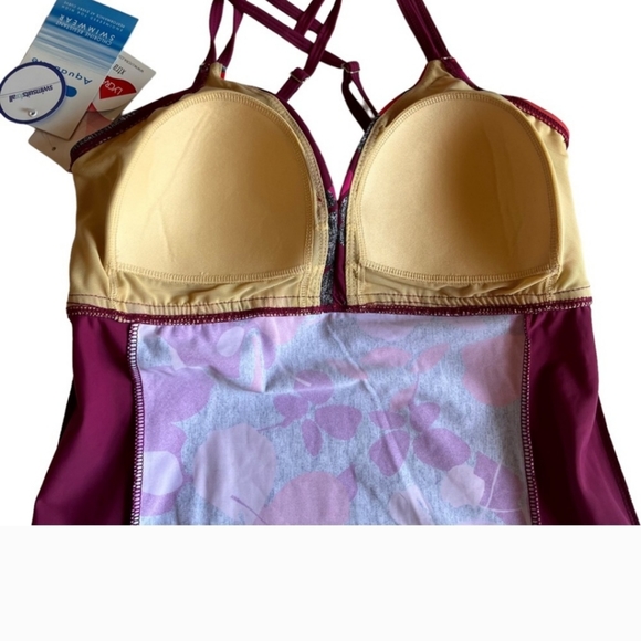Swimsuits For All Aquabelle Tankini Top Sz 8 Floral Plunge with Strappy Back. - Picture 3 of 8